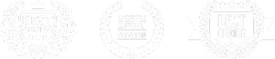 Best choice badges with laurel wreaths.